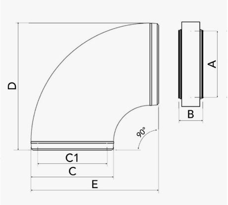 Cot de 90° din EPS pentru MVHR Ø125 / Ø160