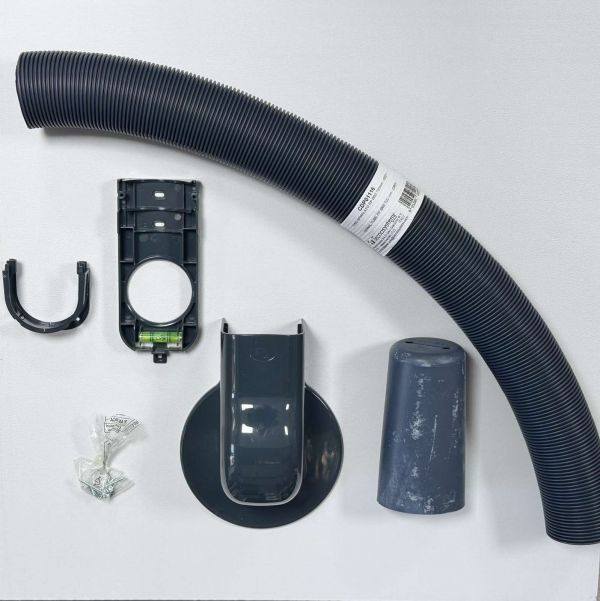 Kit flansa rotunda + furtun flexibil Ø60 mm + racord pentru unitate externa – gri SCD100553