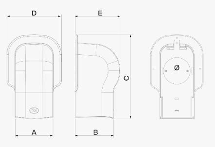 Flansa patrata pentru furtun flexibil Ø60 mm – alb SCD100572