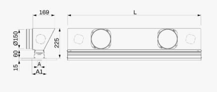 Grila liniara din PVC anti-condens cu clapeta plenum izolat si deflector 600/20/100 1xØ150 