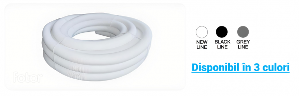 Furtun flexibil de protecție TFPT Ø60 mm, lungime 10 m – alb