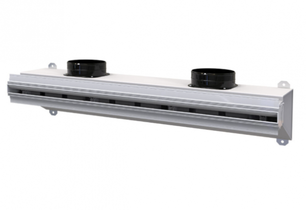 Grila liniara din PVC anticondens cu clapeta plenum izolat si deflector 1500/20/100 3xØ150