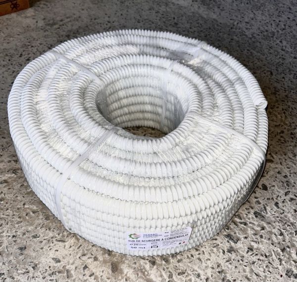  Furtun condens PVC spiratat alb diam.20mm, colac 50m