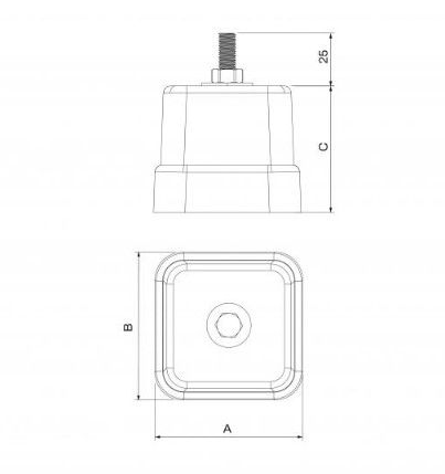 Suport de podea vulcanizat SPK 200 100x100x80