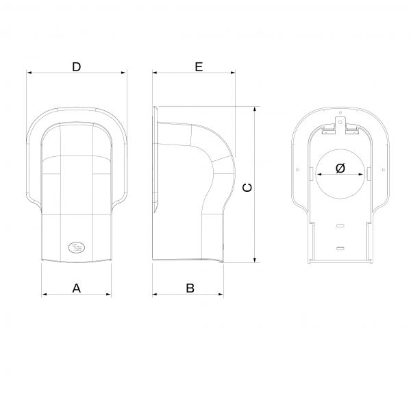 Flansa patrata pentru furtun flexibil Ø60 mm – gri SCD100574